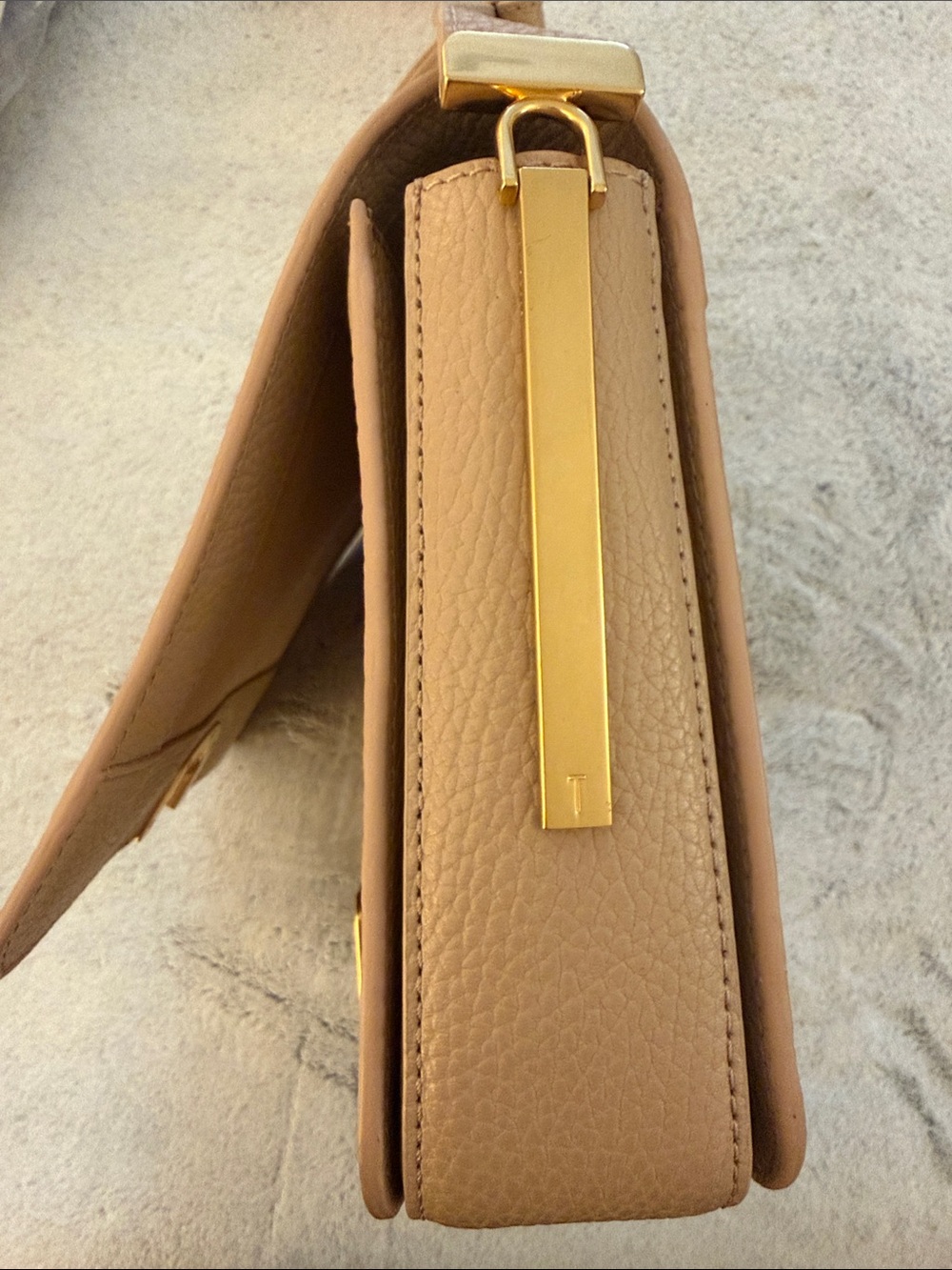 Ted Baker Nude Beige Pebbled Leather Crossbody with Gold-Tone Hardware - Picture 5 of 6